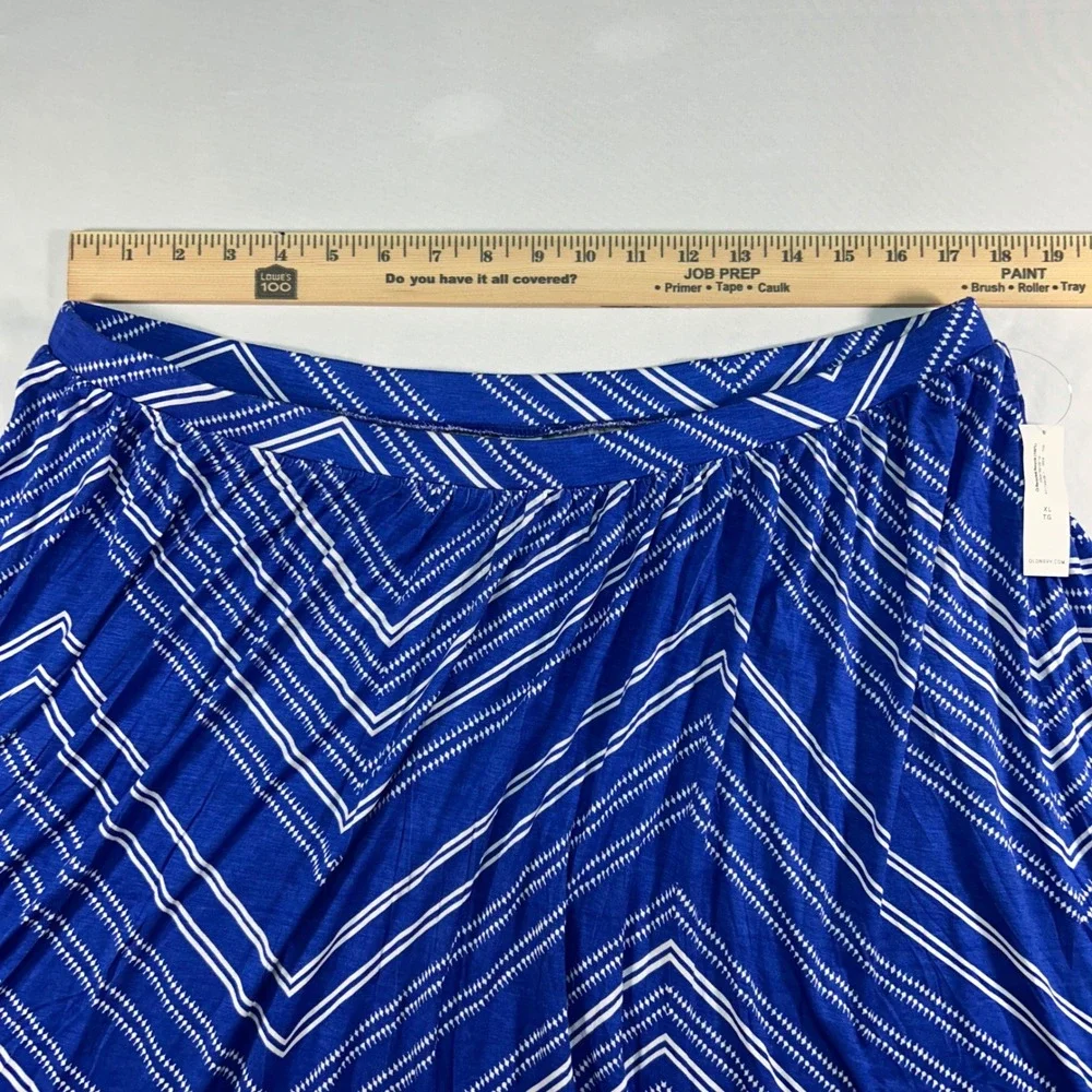 Old Navy Womens XL Blue White Chevron Print Elastic Waist Mini Skirt‎ NWT